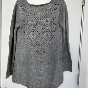 Anthropologie Lili’s Closet Gray Knit Sweater with Cutout Back Detail